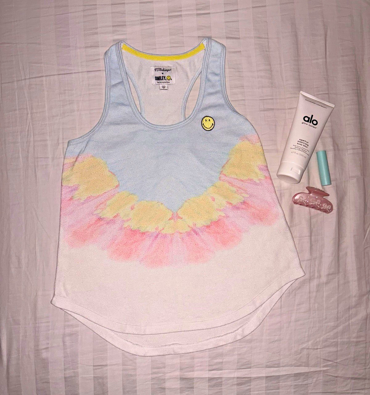 PJ Salvage xSmiley Tie-Dye Racerback Tank Top XS Scoop Neck Lightweight Pullover