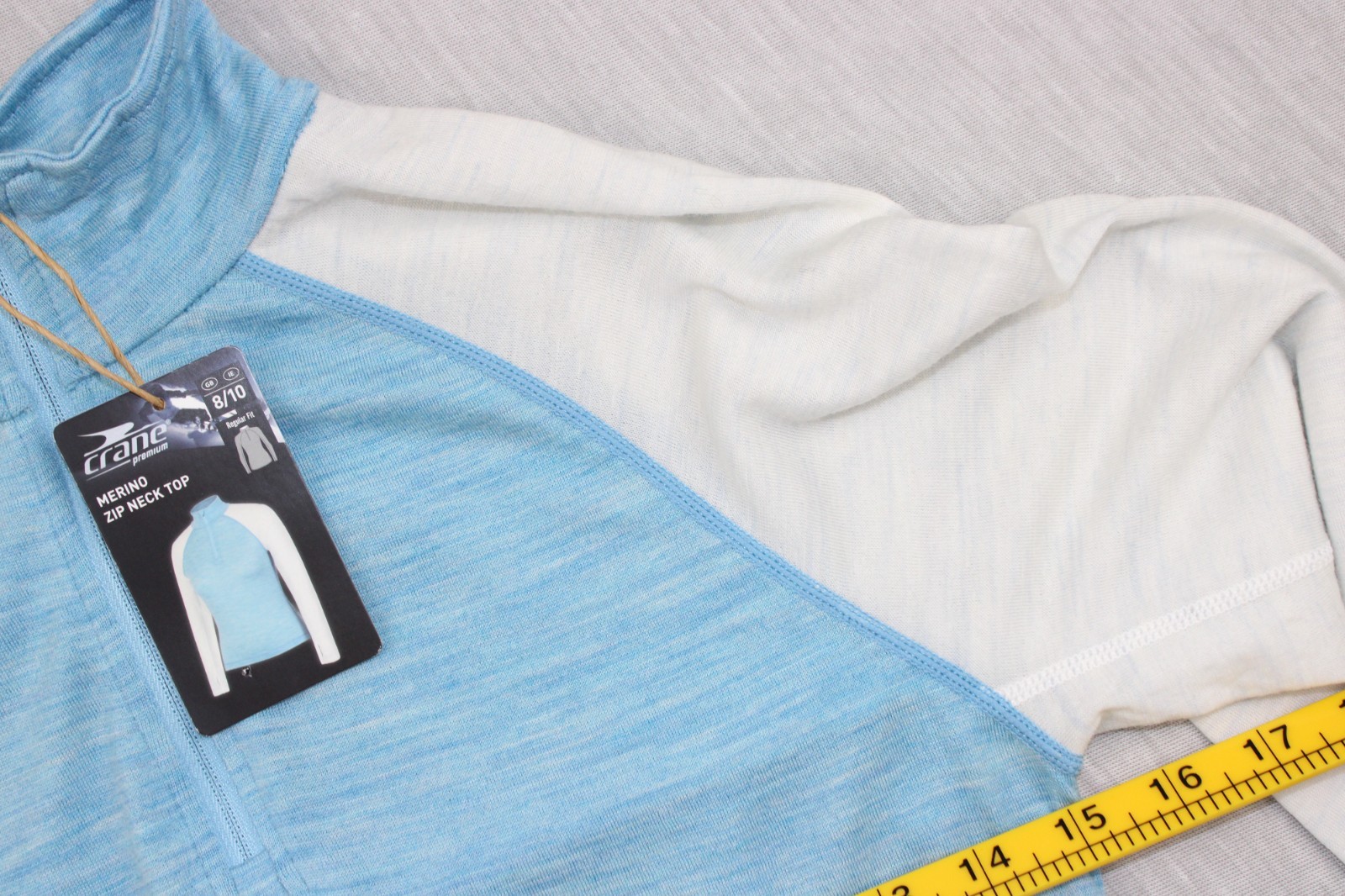Crane Merino Wool Base Layer Top Womens UK 8 10 Blue 1/4 Zip Thermal BNWT