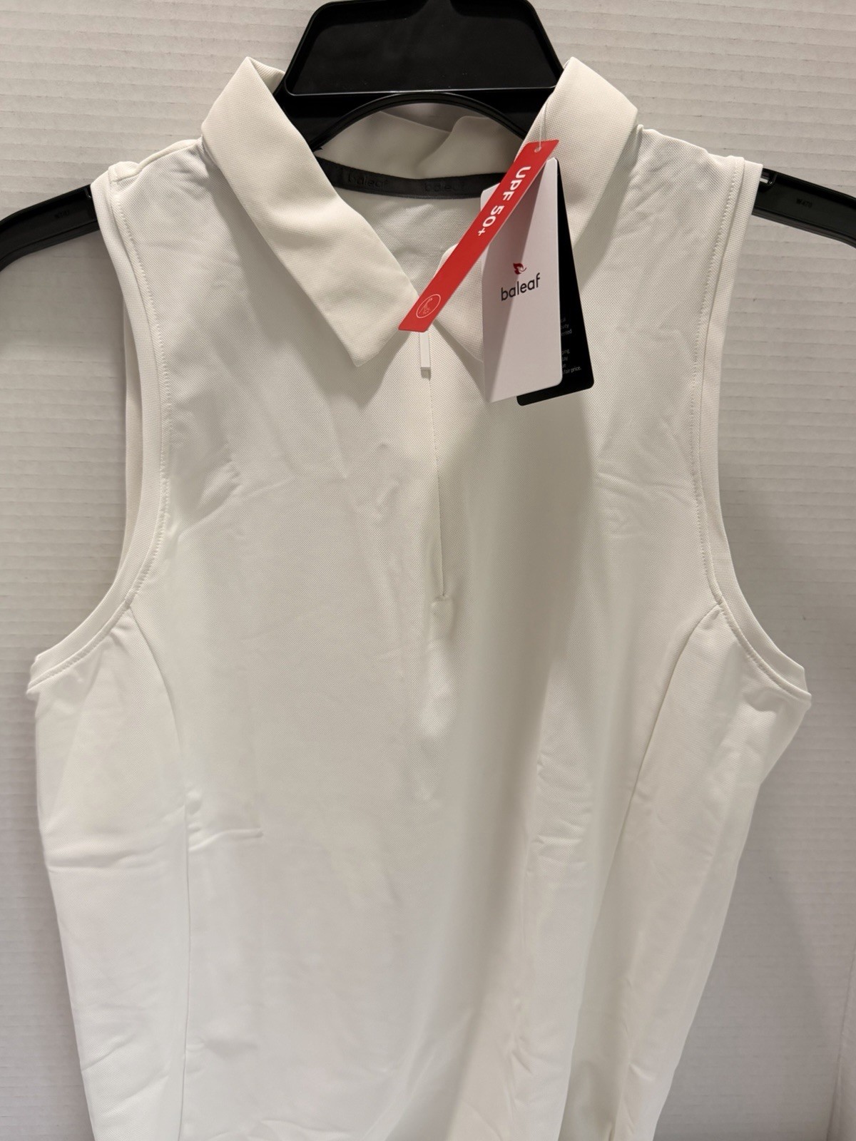 Baleaf Flyleaf Sleeveless Quarter-Zip Knit Polo Womens Sz Small White NWT