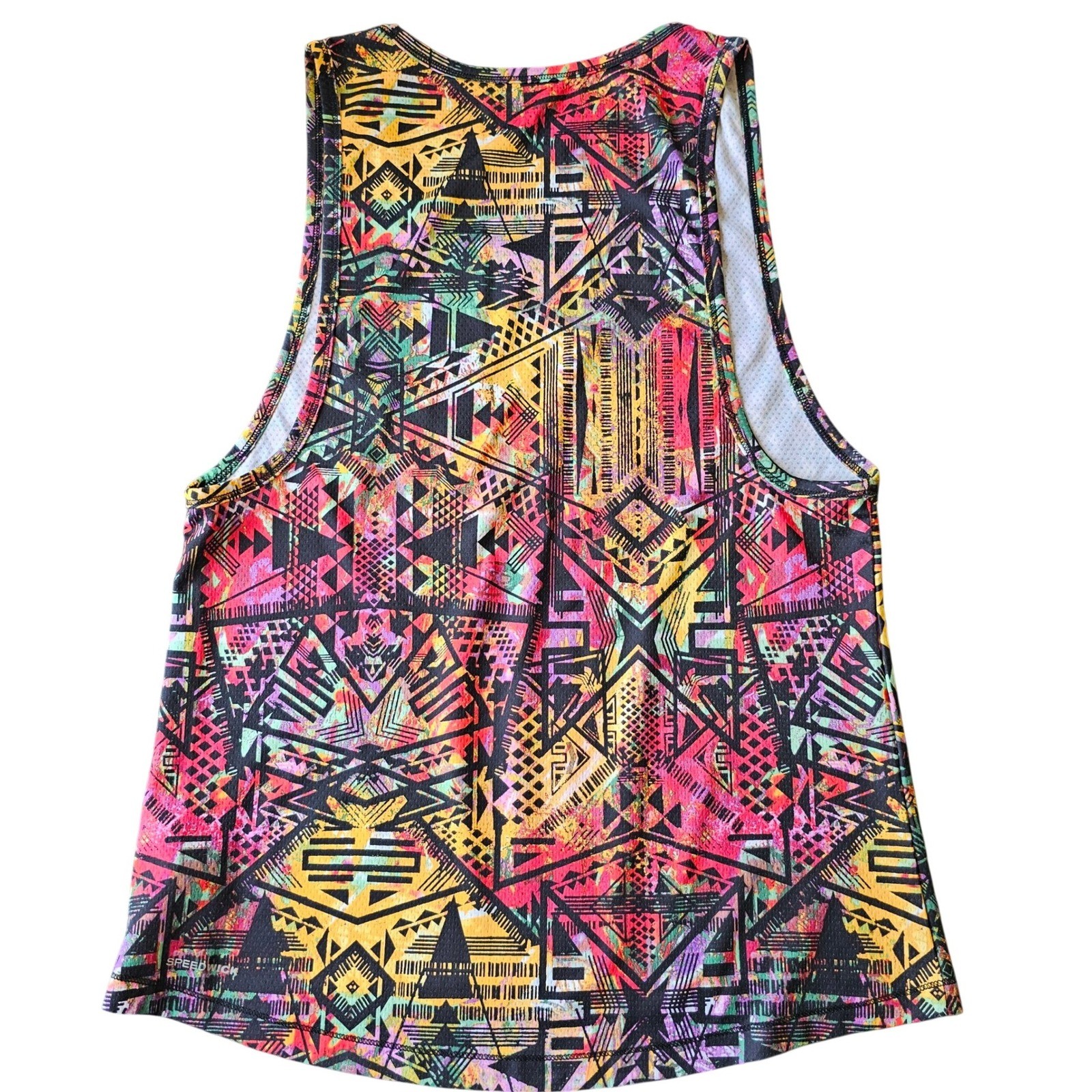 Reebok Speedwick Womens Medium Geometric Tribal Print Athletic Tank Top WAA16311