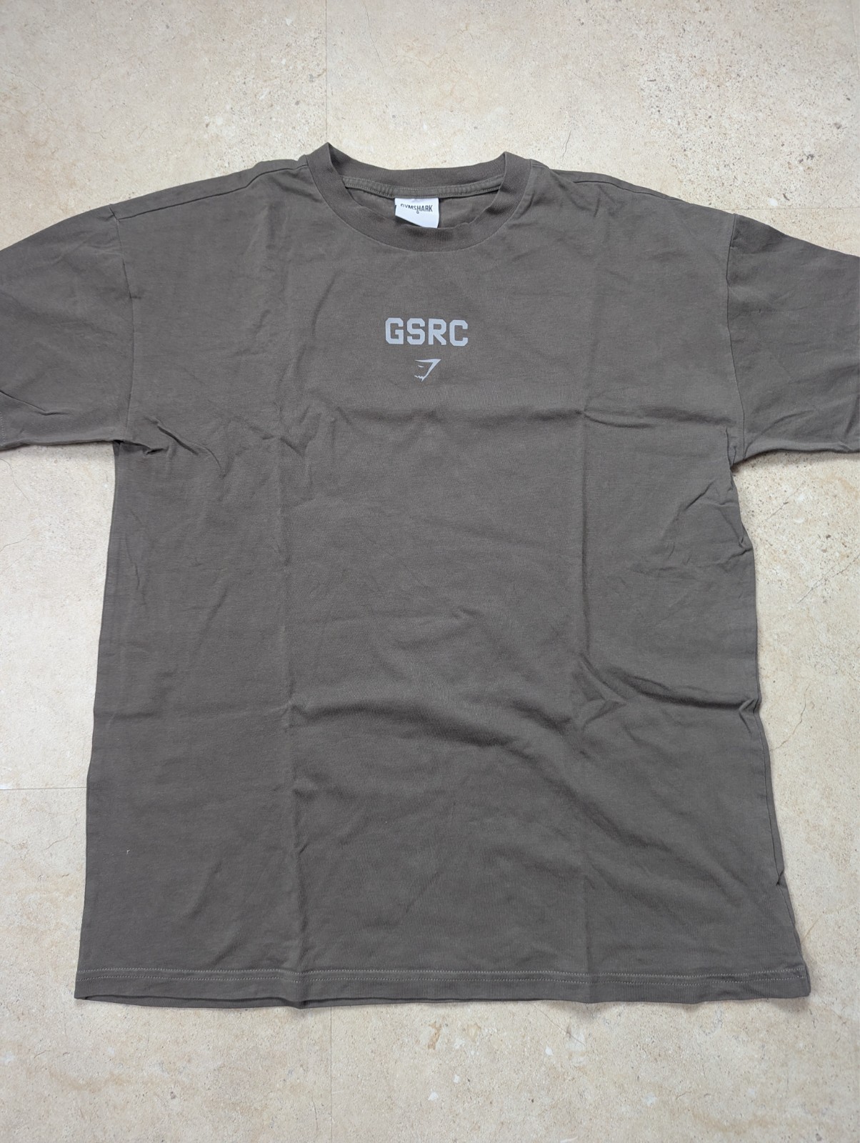 Gymshark Running Club Oversized T-Shirt Women’s Size S Khaki Graphic Tee