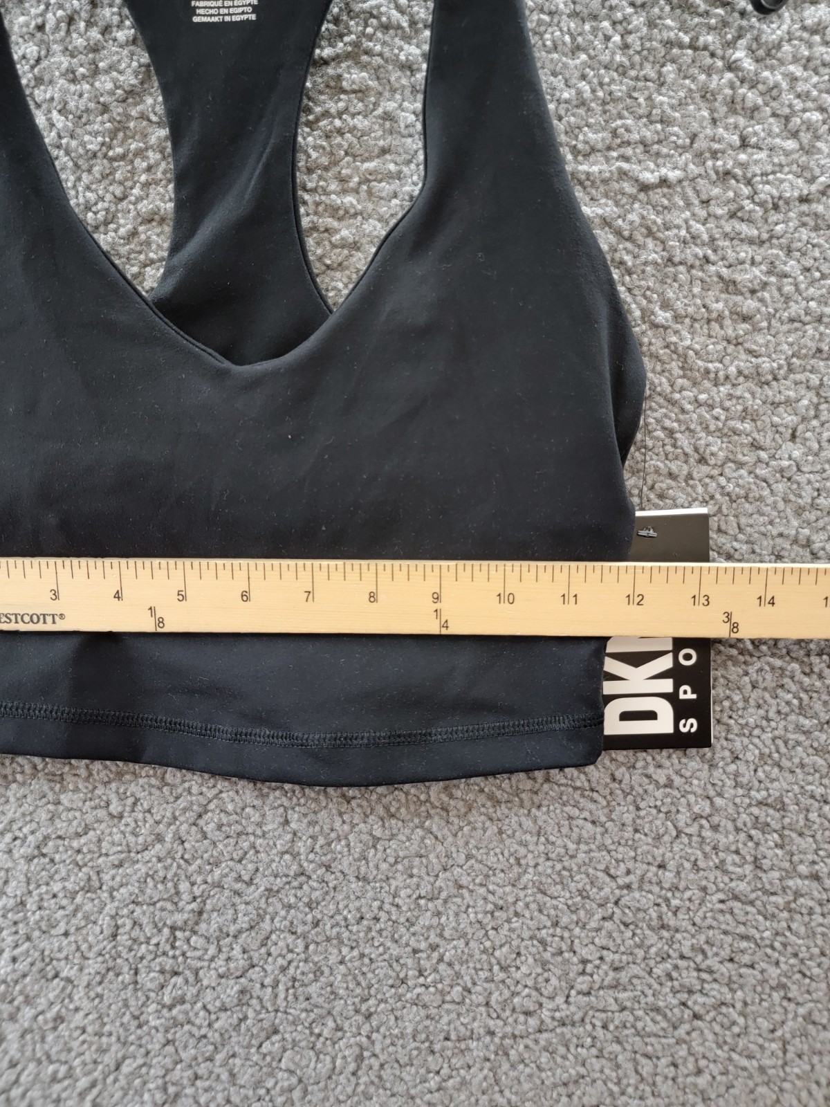 DKNY Sport Balance Compression Racerback Crop Bra Top Women’s XS Black V-Neck