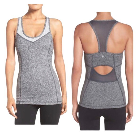 Zella Tank Top Women’s Size XS Take The Plunge Grey Activewear Open Back Logo