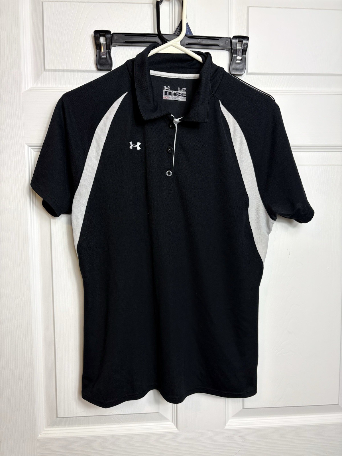 Under Armour Women’s Loose Black White Polo Size Large