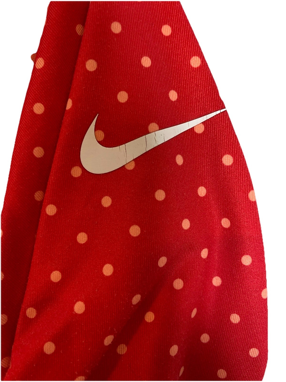 Nike Pro Half Zip Pullover Womens Size Medium Red Polka Dot Dri-Fit Long Sleeve
