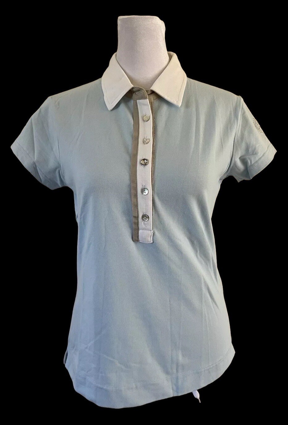 NWT Daily Sports Dina Polo Light Blue White Trim Short Sleeve Golf Pickleball S