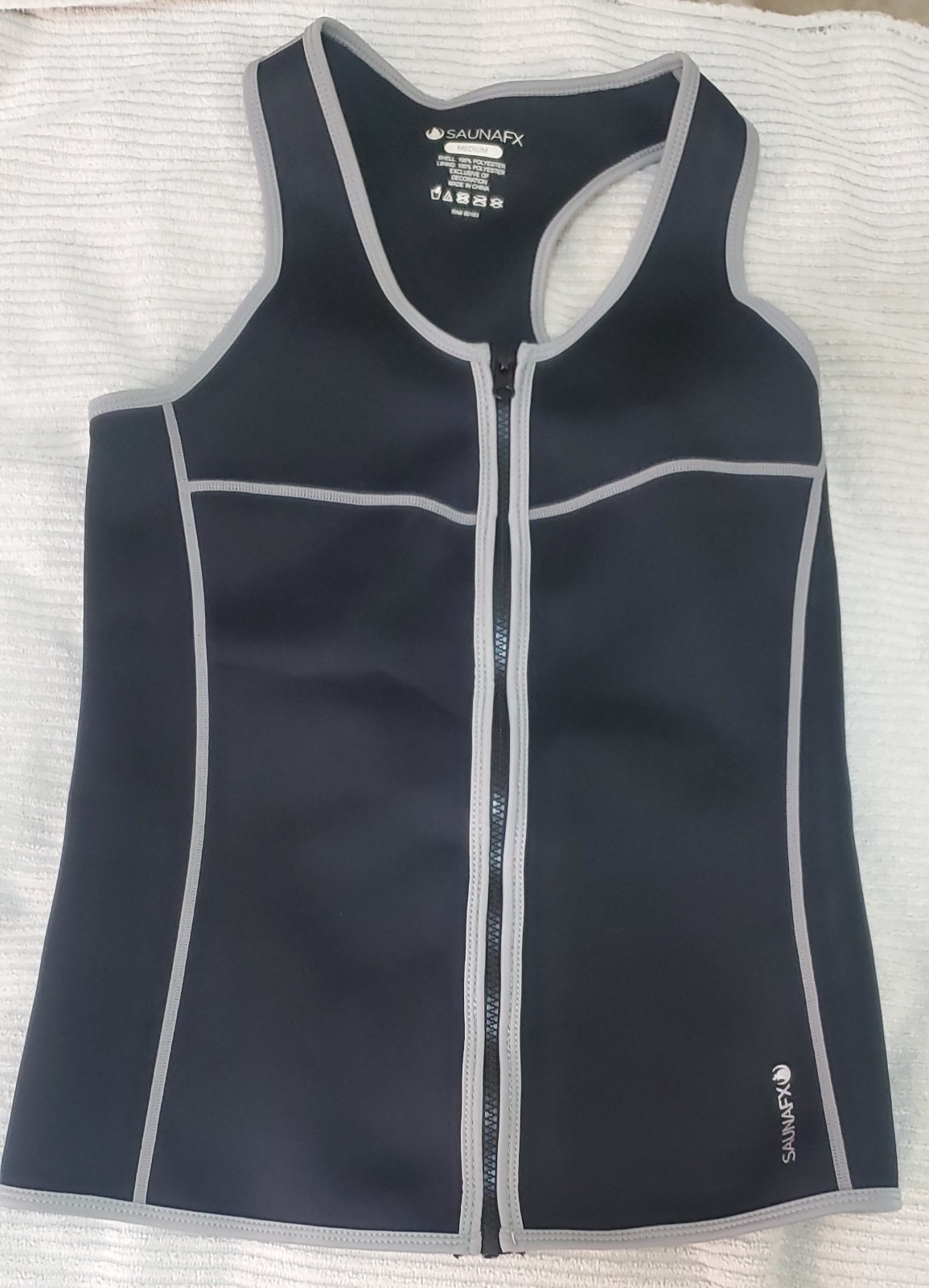 Sauna FX Women’s Medium Full Zip Black Neoprene Sweat Vest Exercise Fitness Top