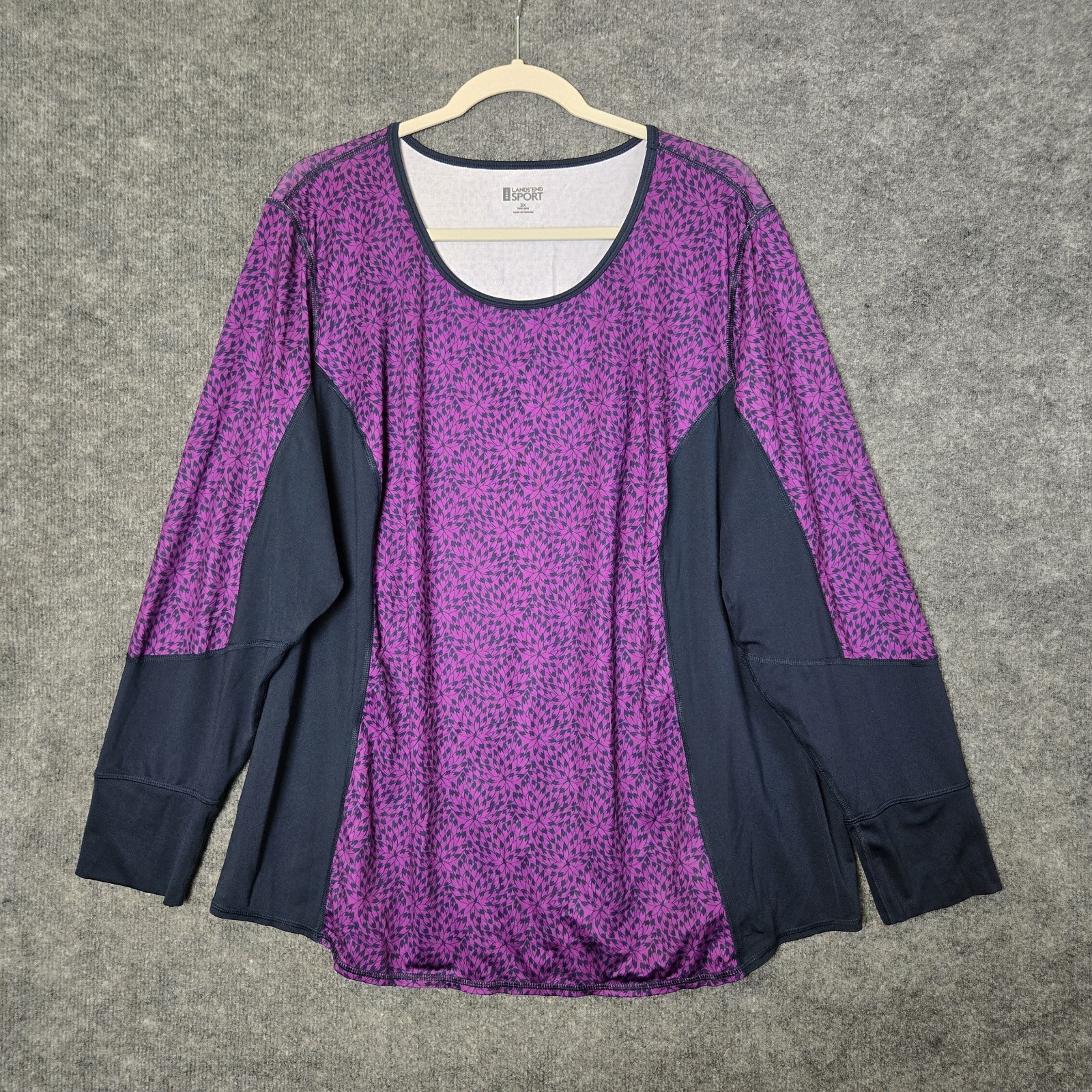 Lands’ End Top Womens 3X Purple Black Jersey Sport Knit Active Workout