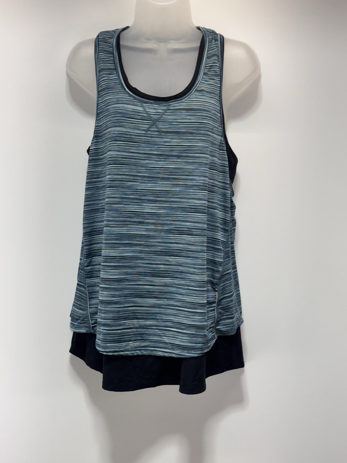 Tangerine Double Layer Teal Black Active Tank Women’s Size Large