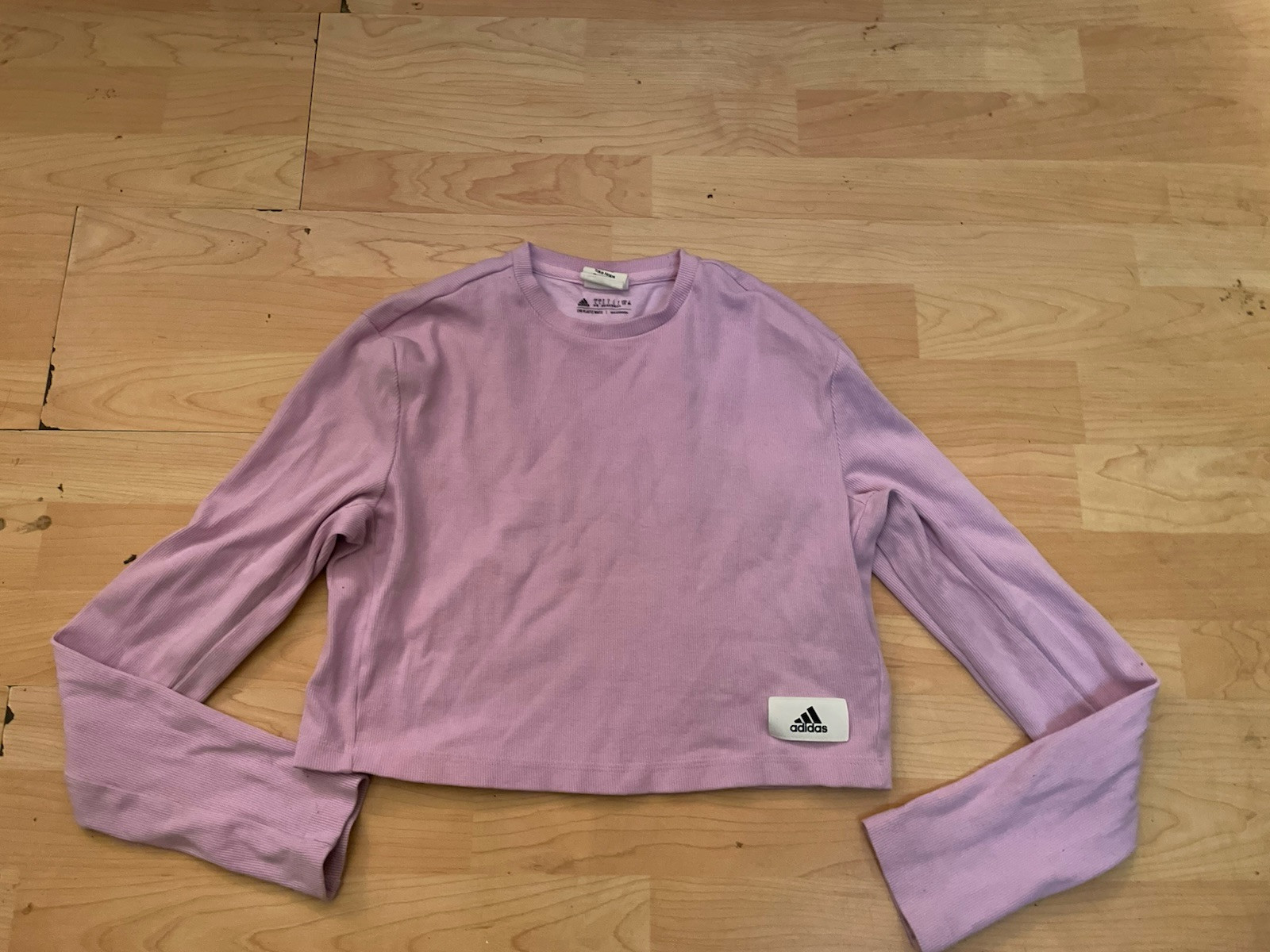 ADIDAS lavender Purple Long Sleeve Top Size L Women Ribbed Casual Athletic N5