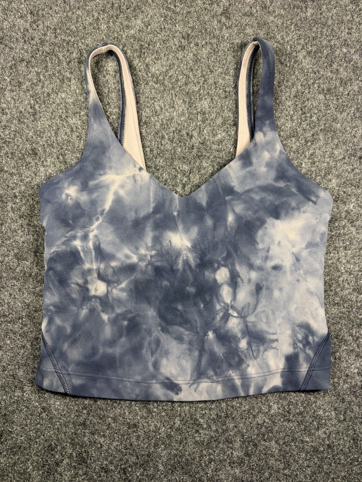 Lululemon Align Cropped Tank Top Built-In Bra (no Pads) Blue Tiedye Style Sz 2