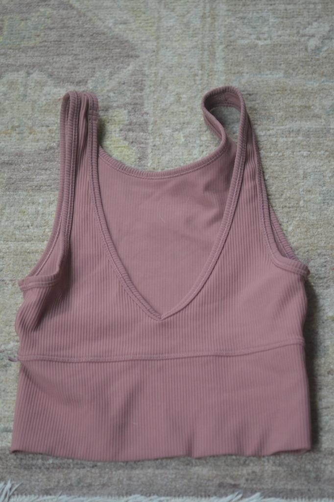 Lululemon Racerback sz.XS Cropped Ribbed Athletic Tank Top Dusty Rose Excellent