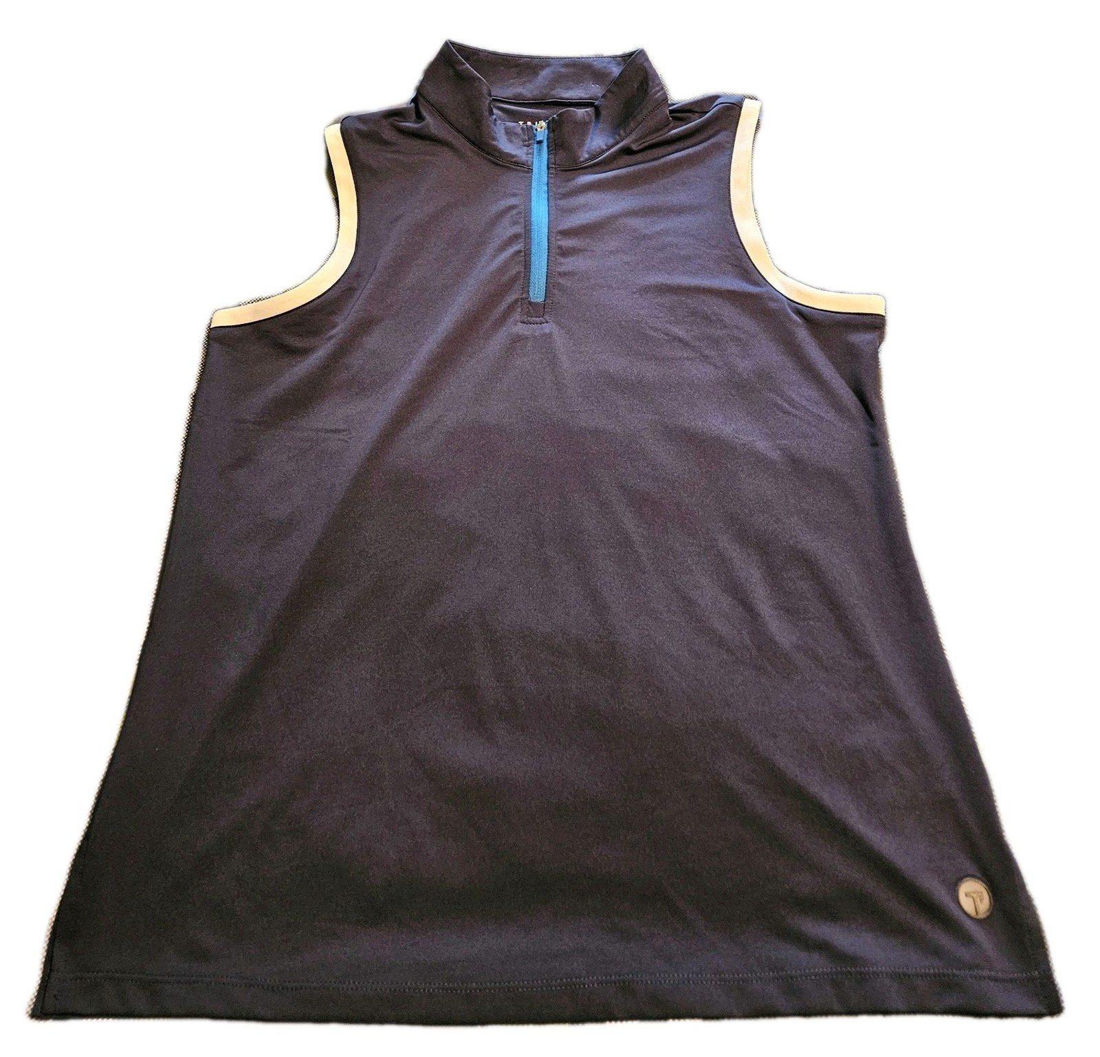 Tribal Sport Women’s Sleeveless 1/4 Zip Mock Neck Sun Protection Top Blue Medium