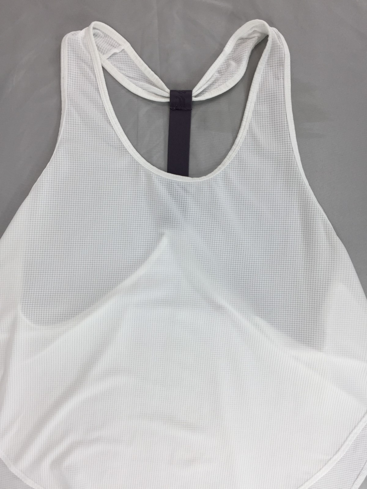 Fabletics Womens Backless Tank Top White Loose Fit Yoga Racer Back Size Large