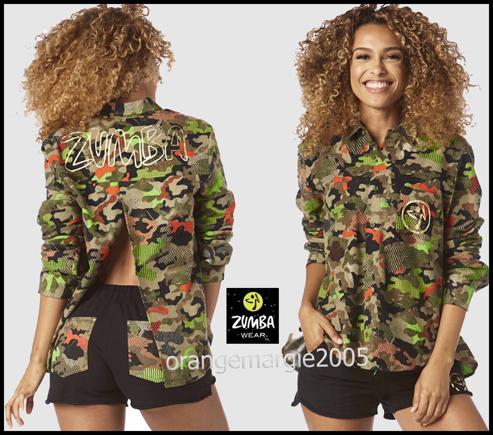 Zumba Club Camo Flannel Button Up Shirt Crazy Happy-SoldOut Convention Exclusive