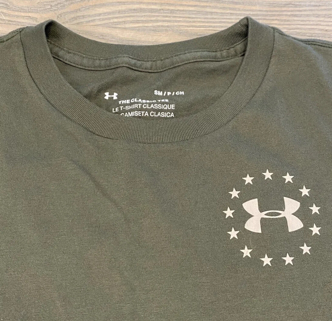 READ Under Armour Freedom Banner Tee USA Flag Women’s S Green The Classic Tee
