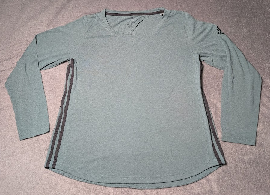 Adidas Womens Climalite Keyhole Back Long Sleeve Shirt/Top Size Large Teal/Black