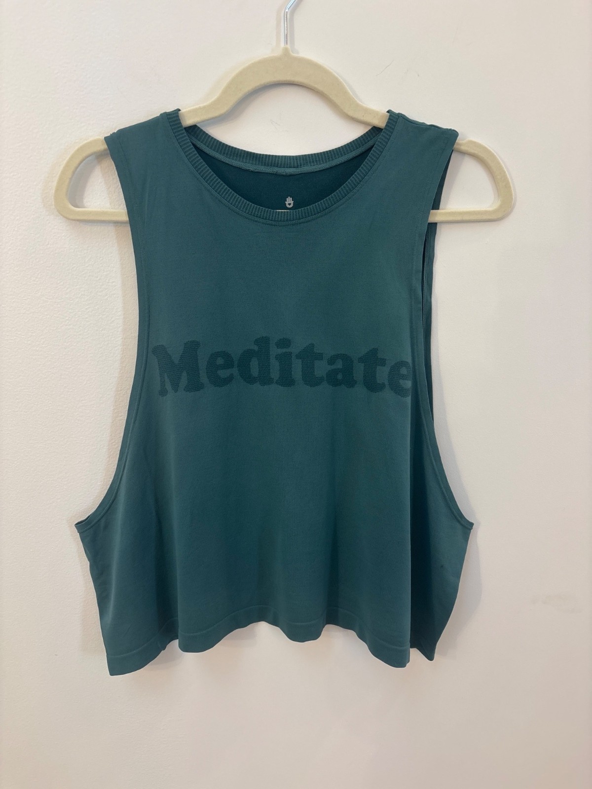 Spiritual Gangster Meditate Teal Sleeveless Tank Top M/L 100% Nylon Womens Casua