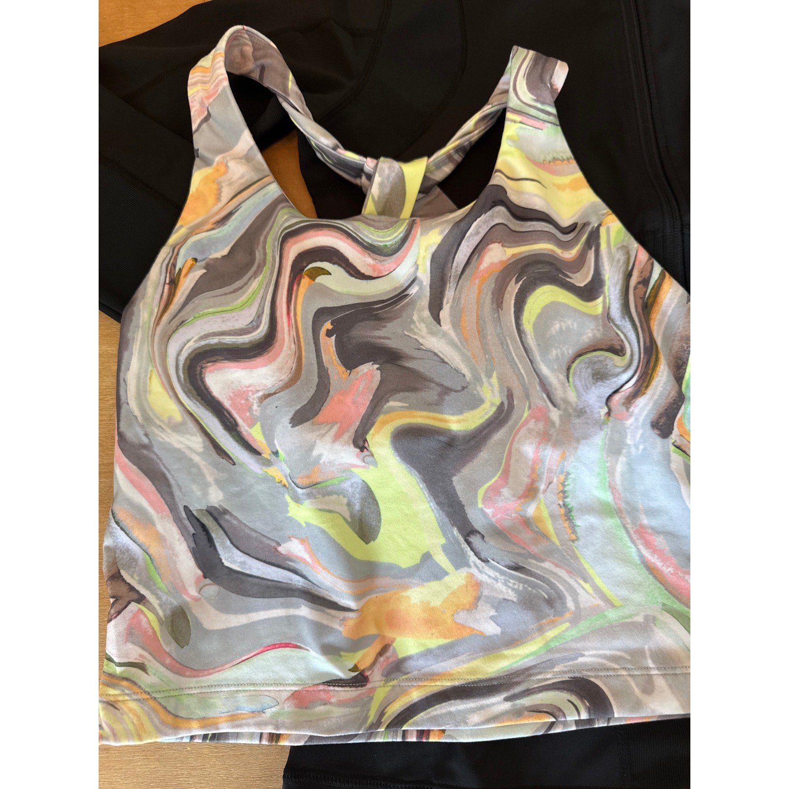 Sage Collective Dream swirl cropped athletic built in bra and Black Zip Jacket M