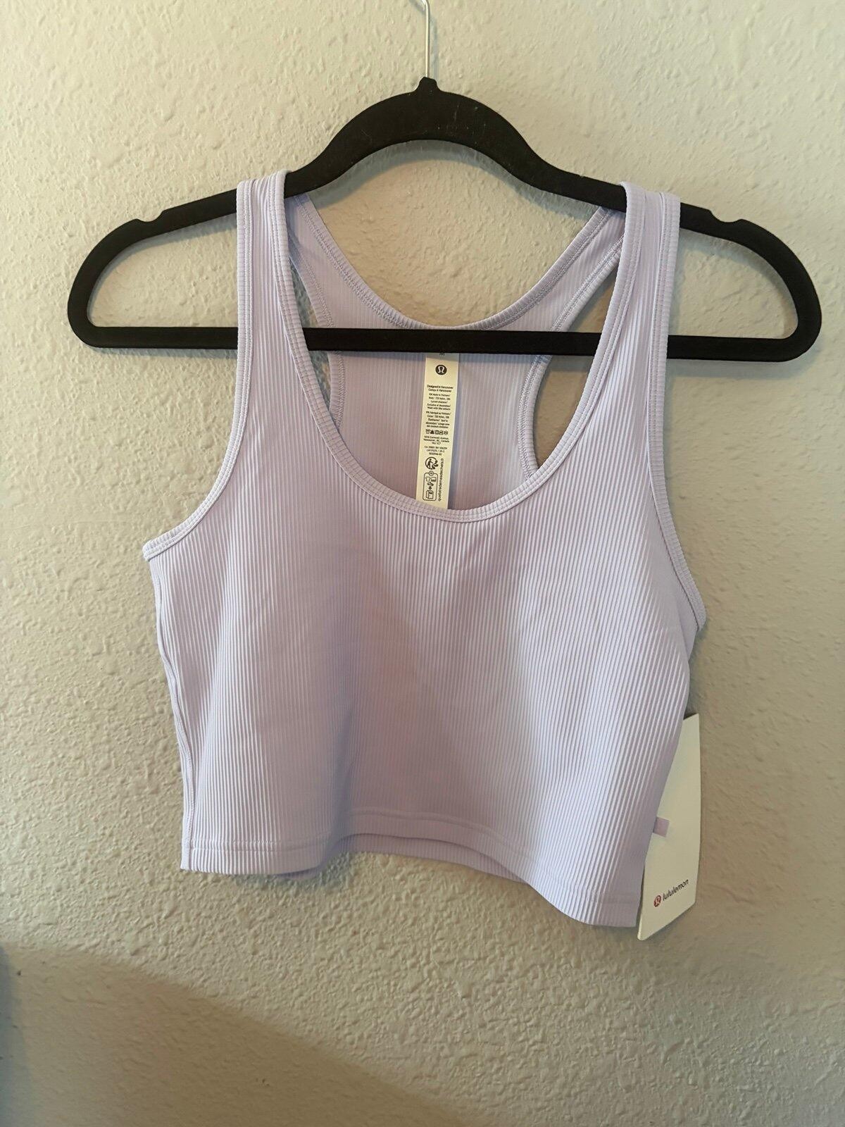 NWT Lululemon Power Pivot Training Tank Top Ribbed Lavender Frost Purple size M.