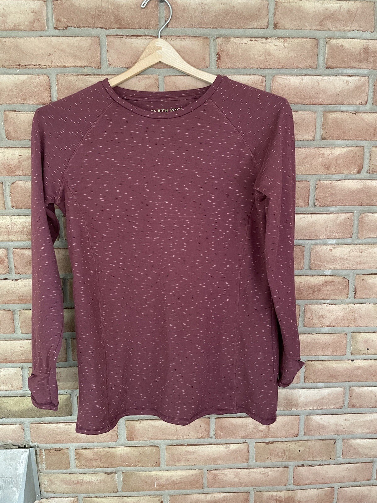 EARTH YOGA Wine Long Sleeve Organic Long Sleeve Top Size Large