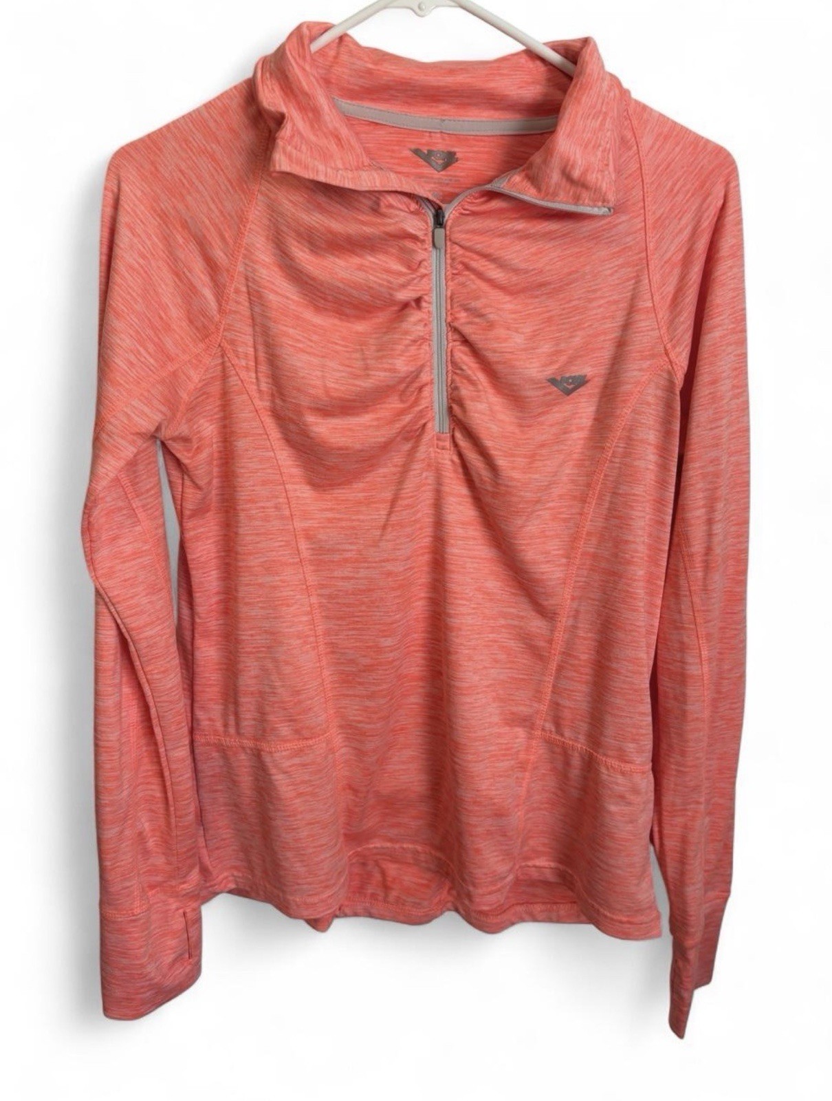 Pony Womens Medium 1/4 Zip Pullover Jacket Orange Pink Space Dye Running Top M