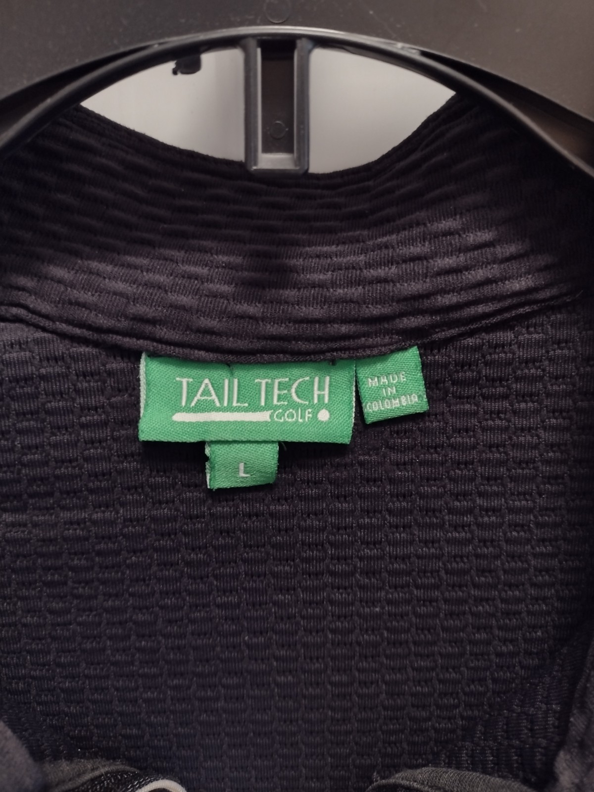 TAIL TECH GOLF WOMENS PULLOVER TOP, SZ L, WAFFLE TEXTURE, BLK WHITE GOLD 1/4 ZIP