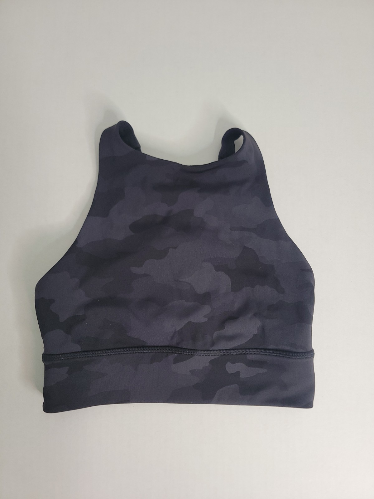 Lululemon Long Line Energy Sport Bra Sz 4 High Neck Racer Back Camo W2DFNS