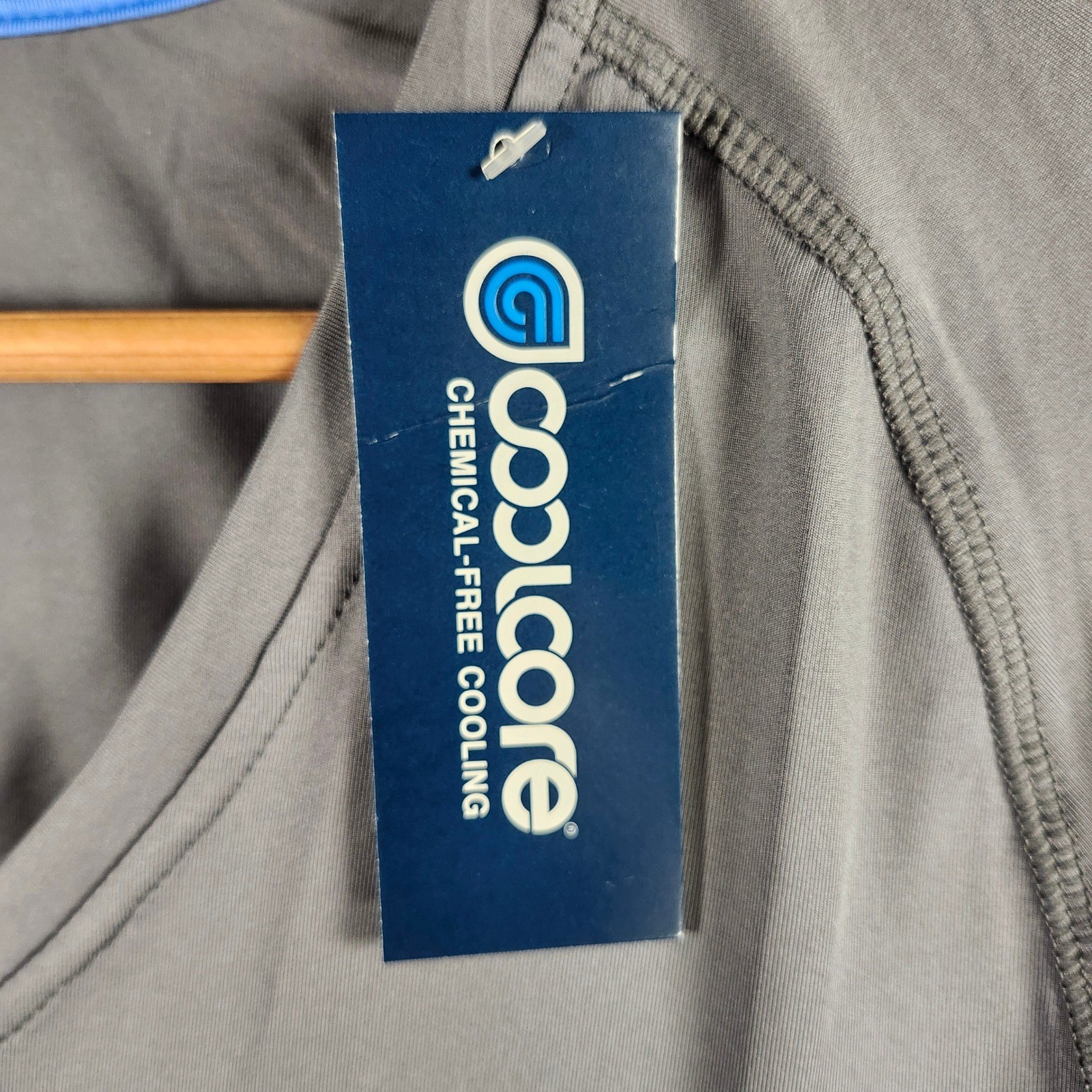 Coolcore Womens XL Basic V-Neck Tee Grey Cooling Athletic Shirt NWT Activewear