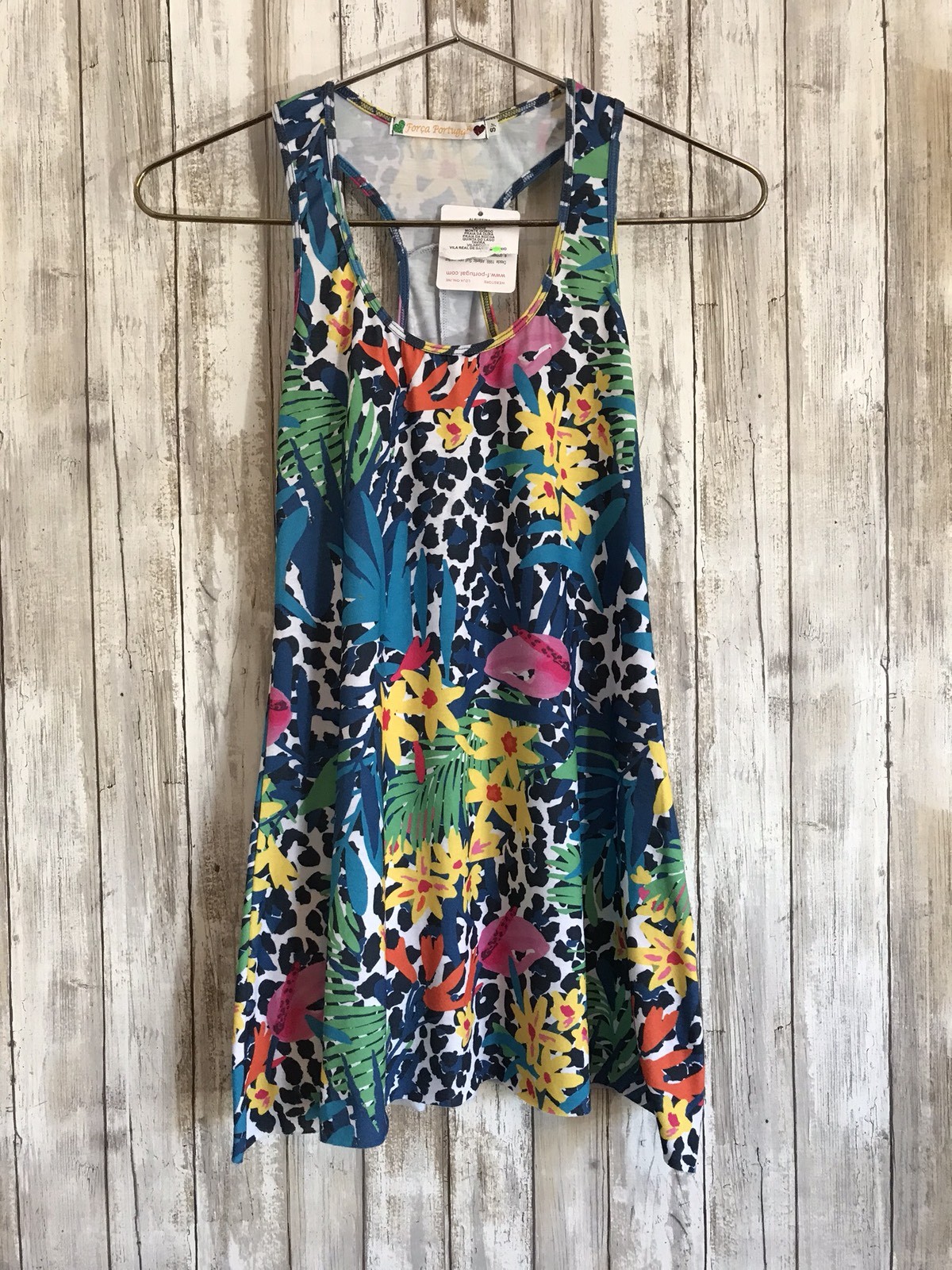 FORCA PORTUGAL Tropical Floral Multi Color Tank Top S Small NEW