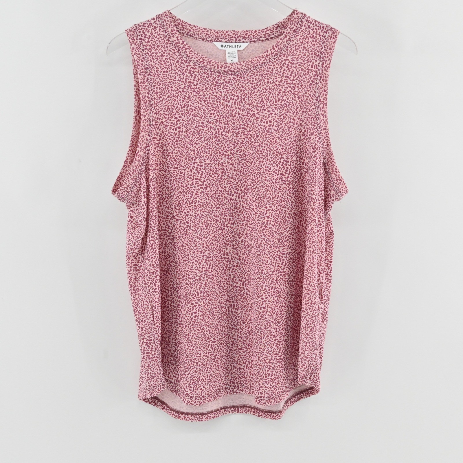Athleta Zephyr Muscle Tank Womens Size XL Pink Animal Print Gym Yoga Activewear