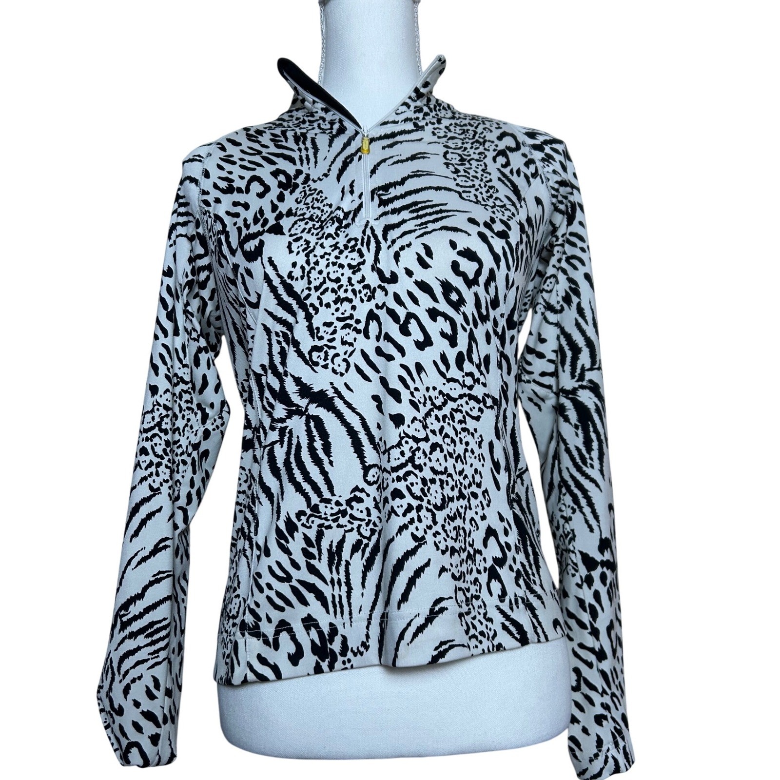 Y2K Vintage Women’s XS Animal Print Long Sleeve Workout Athletic Gym Top