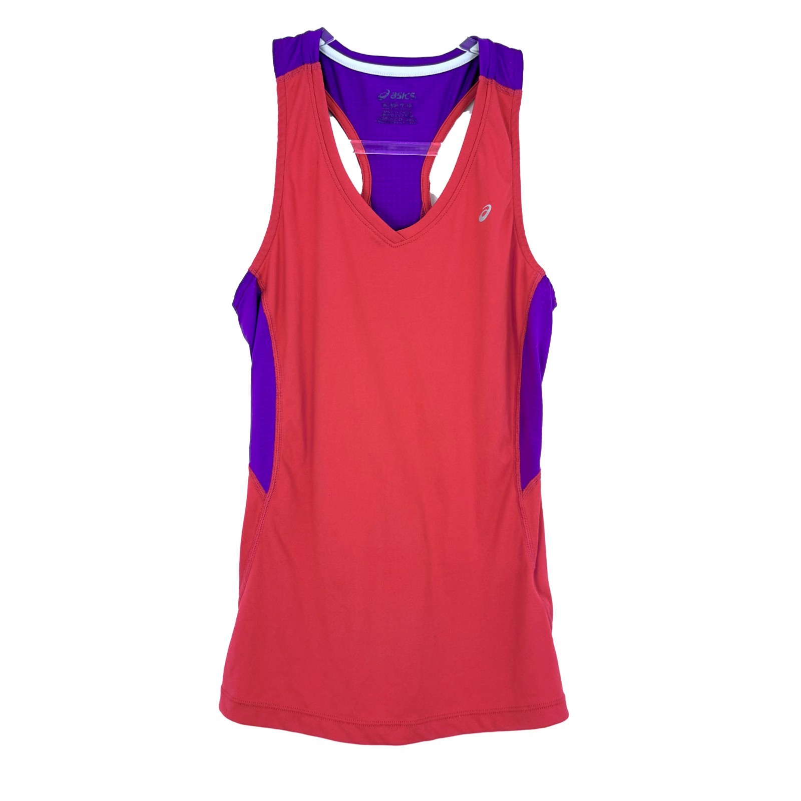 ASICS V-Neck Running Tank Top XS Red/Purple Reflective Breathable EUC B86