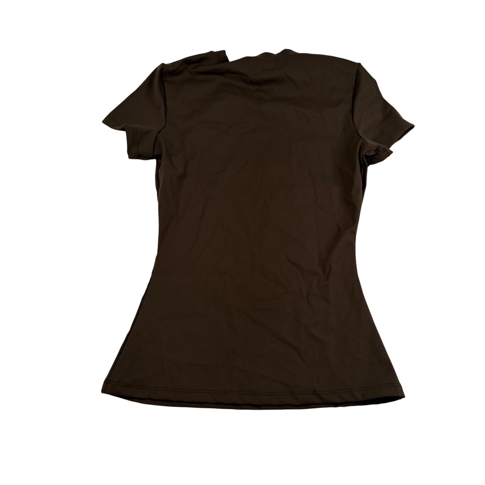 Brown Short Sleeve Athletic Compression T-Shirt Crew Neck Size M Nylon