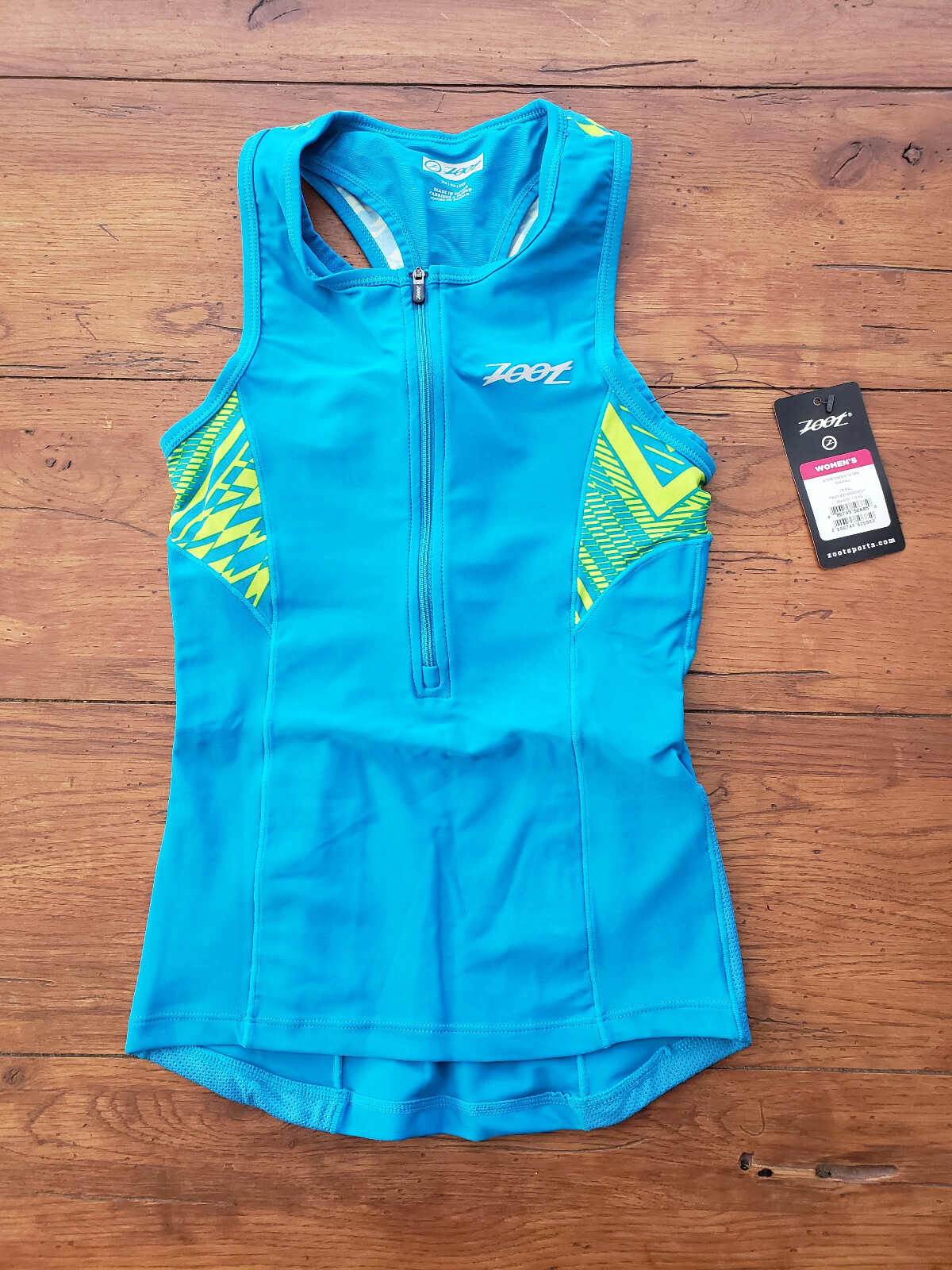 ZOOT Women’s XS Performance Tri Tank Top Blue Green Tribal Shirt Singlet