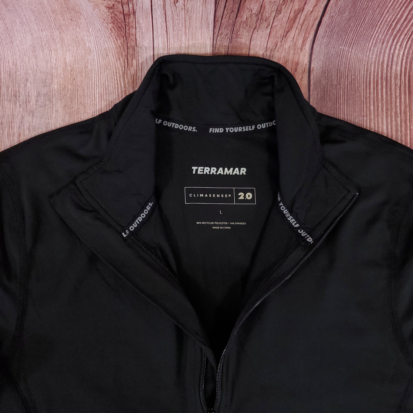 Terramar Womens Large 2.0 Cloud Nine Half Zip Base Layer Top Pullover Black