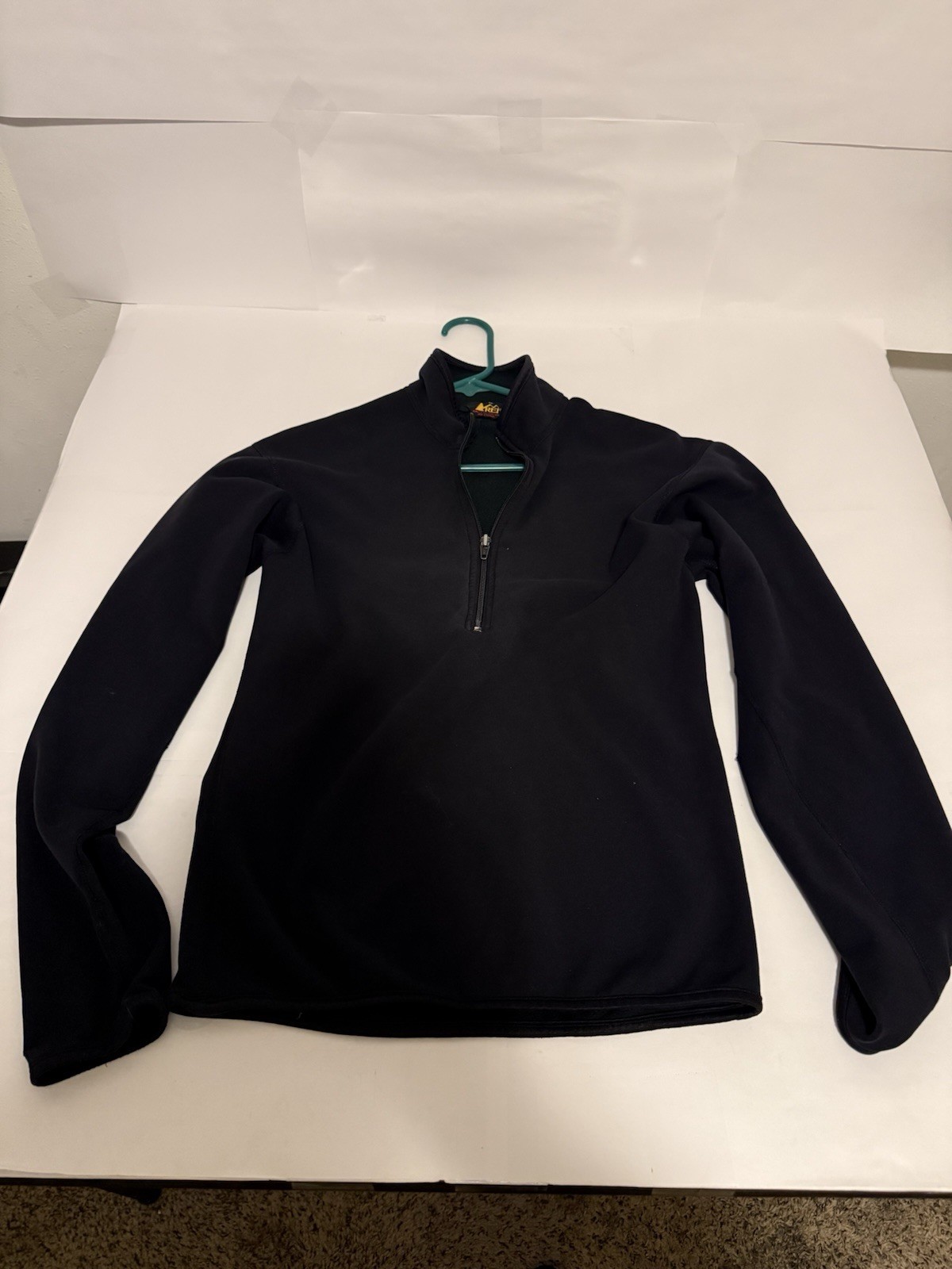 Women’s REI Long Sleeve Athletic Half Zip Rib Shirt Size M Black Hiking Walking