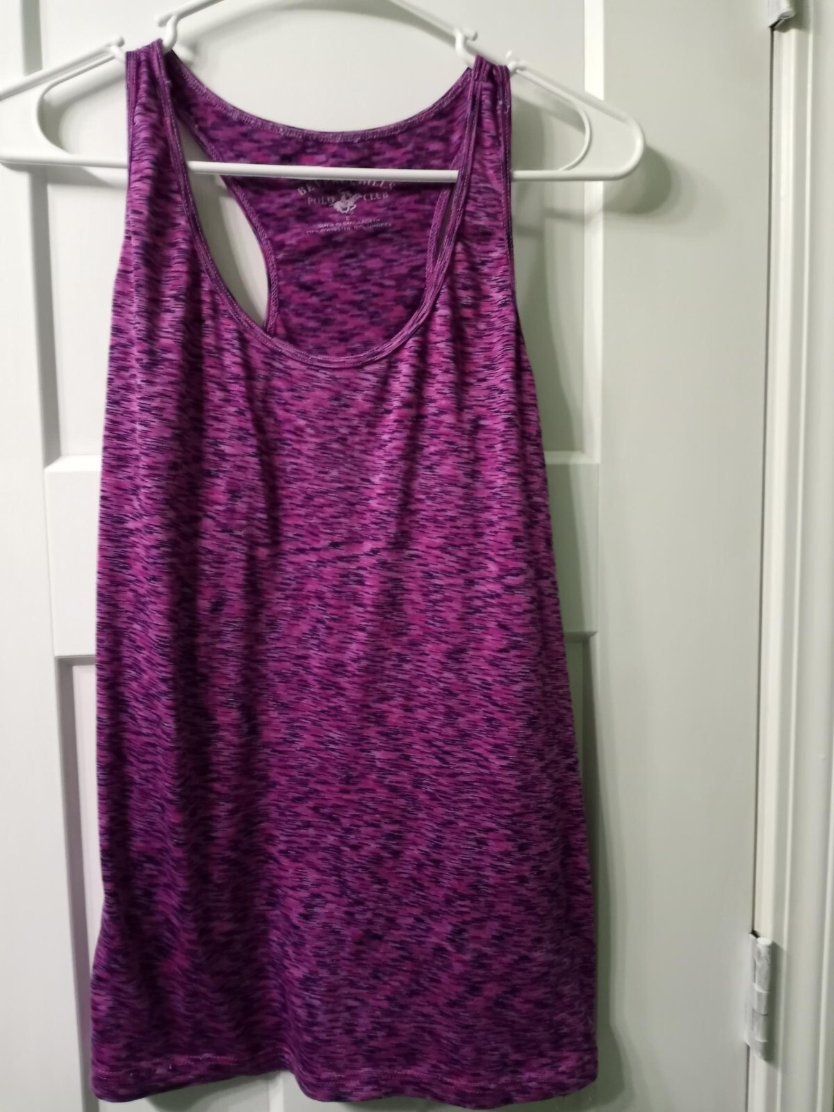 Beverly Hills Polo Club Tank Top Womens L Berry Space Dye Racerback Tank
