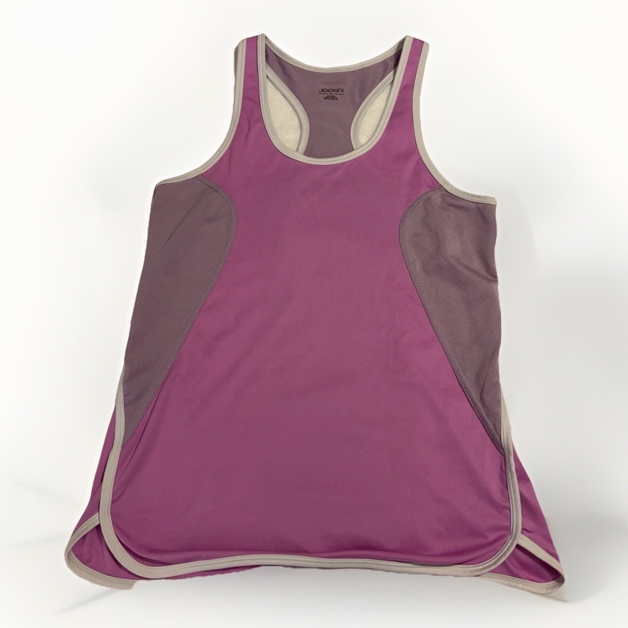 Jockey Racerback Tank Top Womens Small Purple Grey Mesh Panel Activewear Workout
