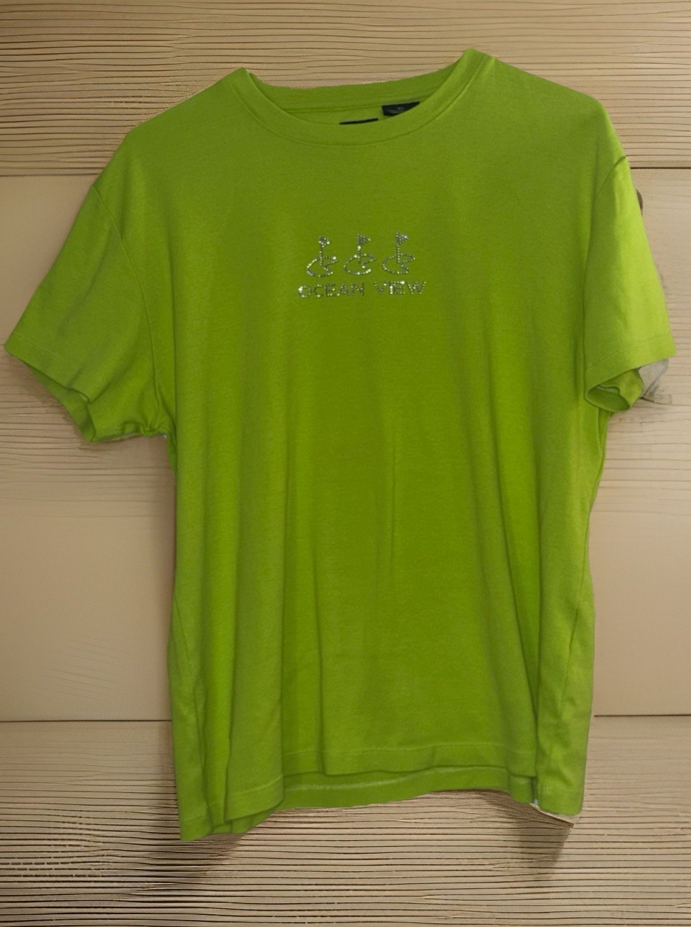 Kate Lord T-Shirt Womens Size XL “Ocean View” Lime Green-Golf Inspired