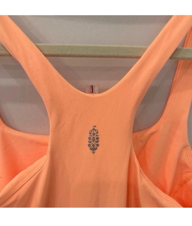 FP Movement Never Better Runsie Bodysuit L Peach Orange Racerback Athletic Gym