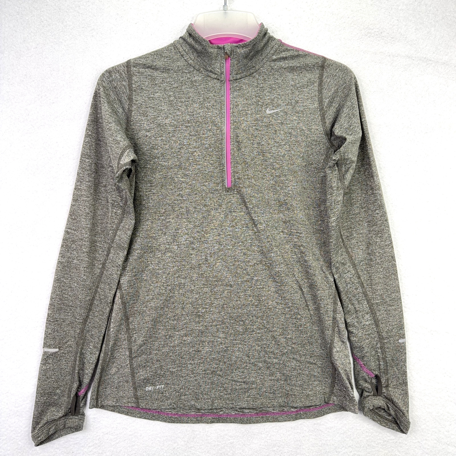 Nike Element Women’s Pullover S Gray Pink Dri-Fit 1/2 Zip Long Sleeve Running