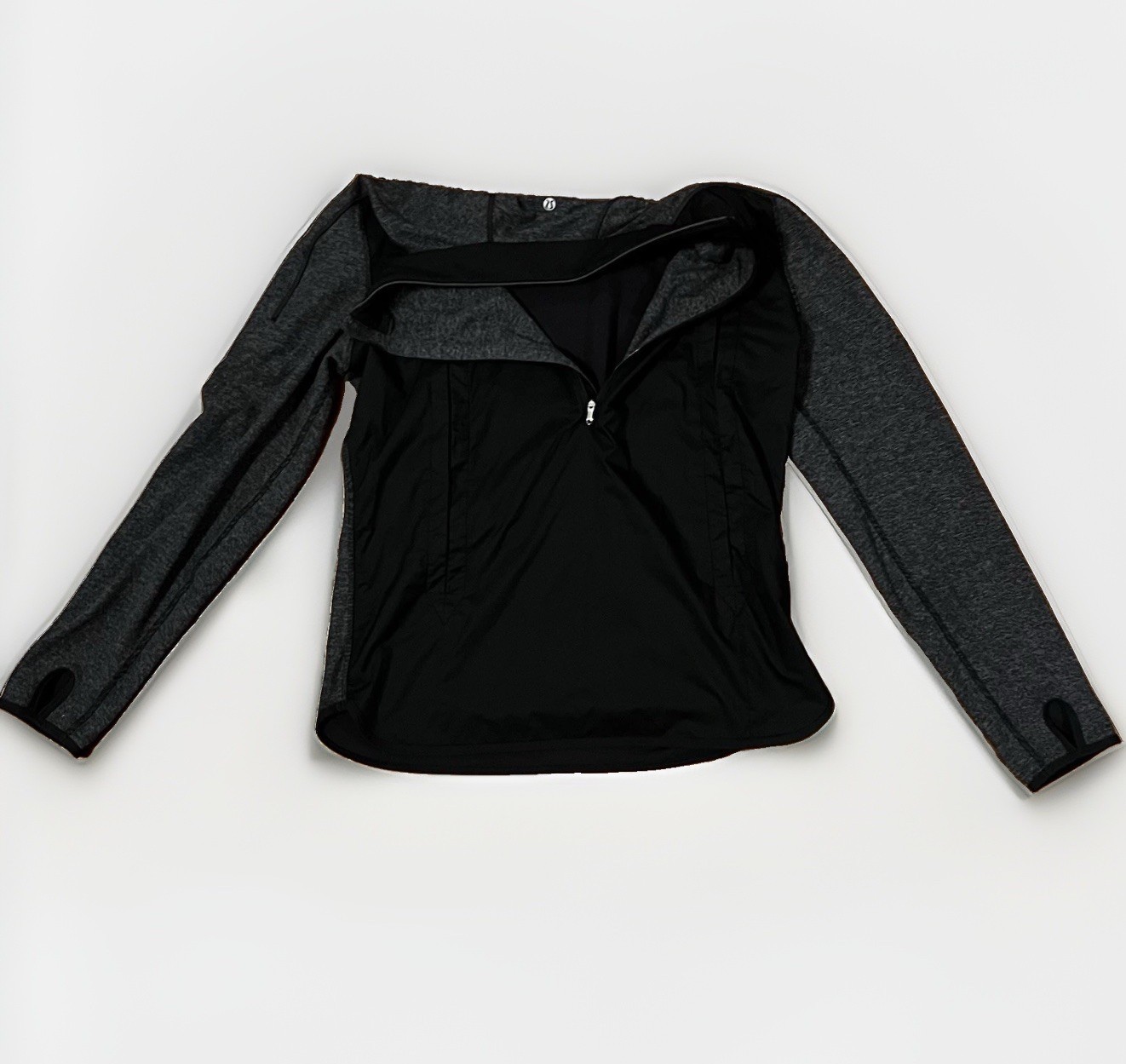 Lululemon Reversible 1/4 Zip Jacket Womens Gray Black Thumbholes Athletic yoga