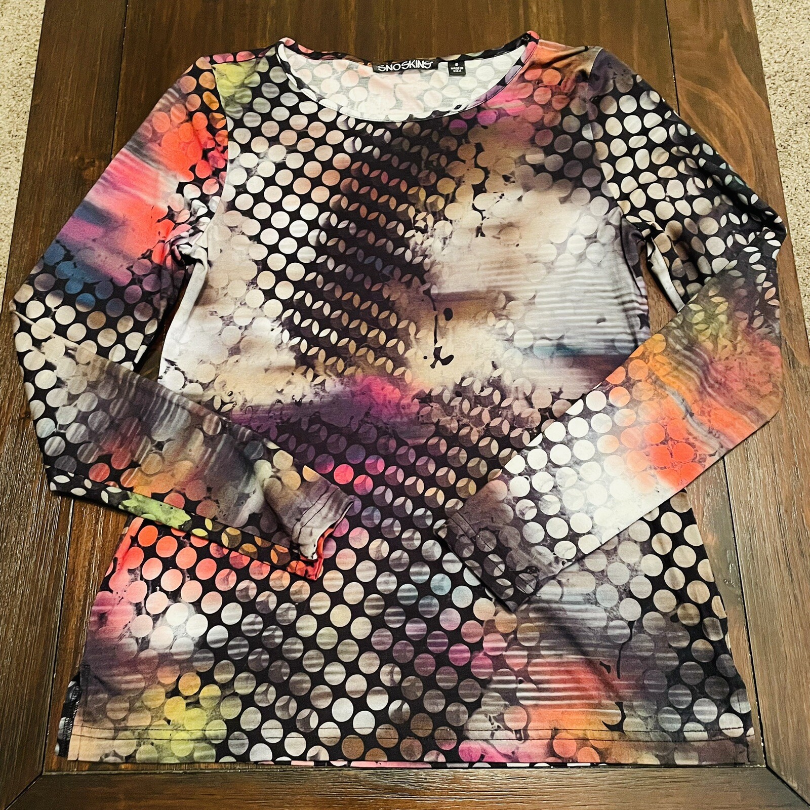 Snoskins Multi Color Print Base Layer Top Size Small