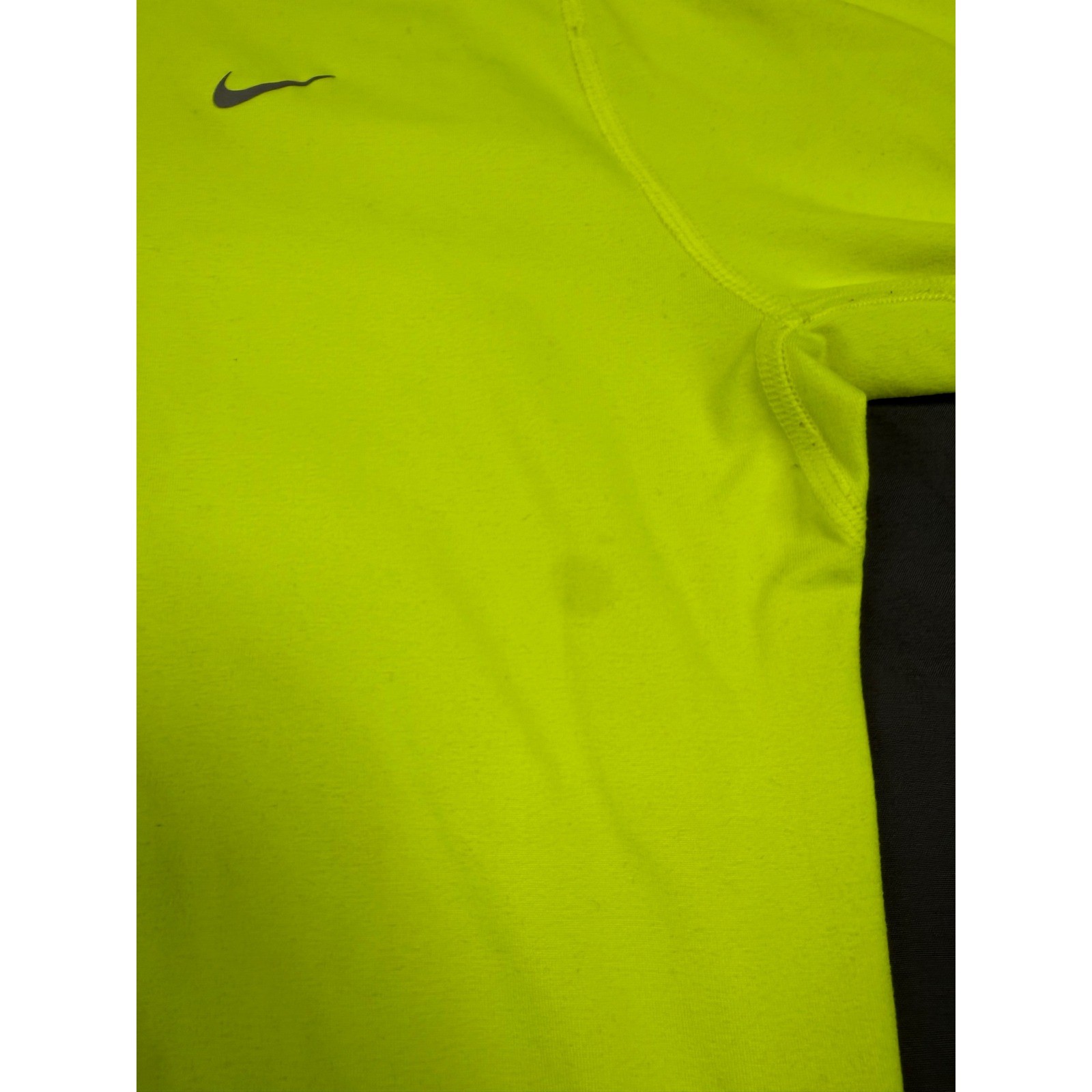 Nike Running Dri-FIT Half Zip Pullover Neon Yellow Volt Womens Small Thumbholes