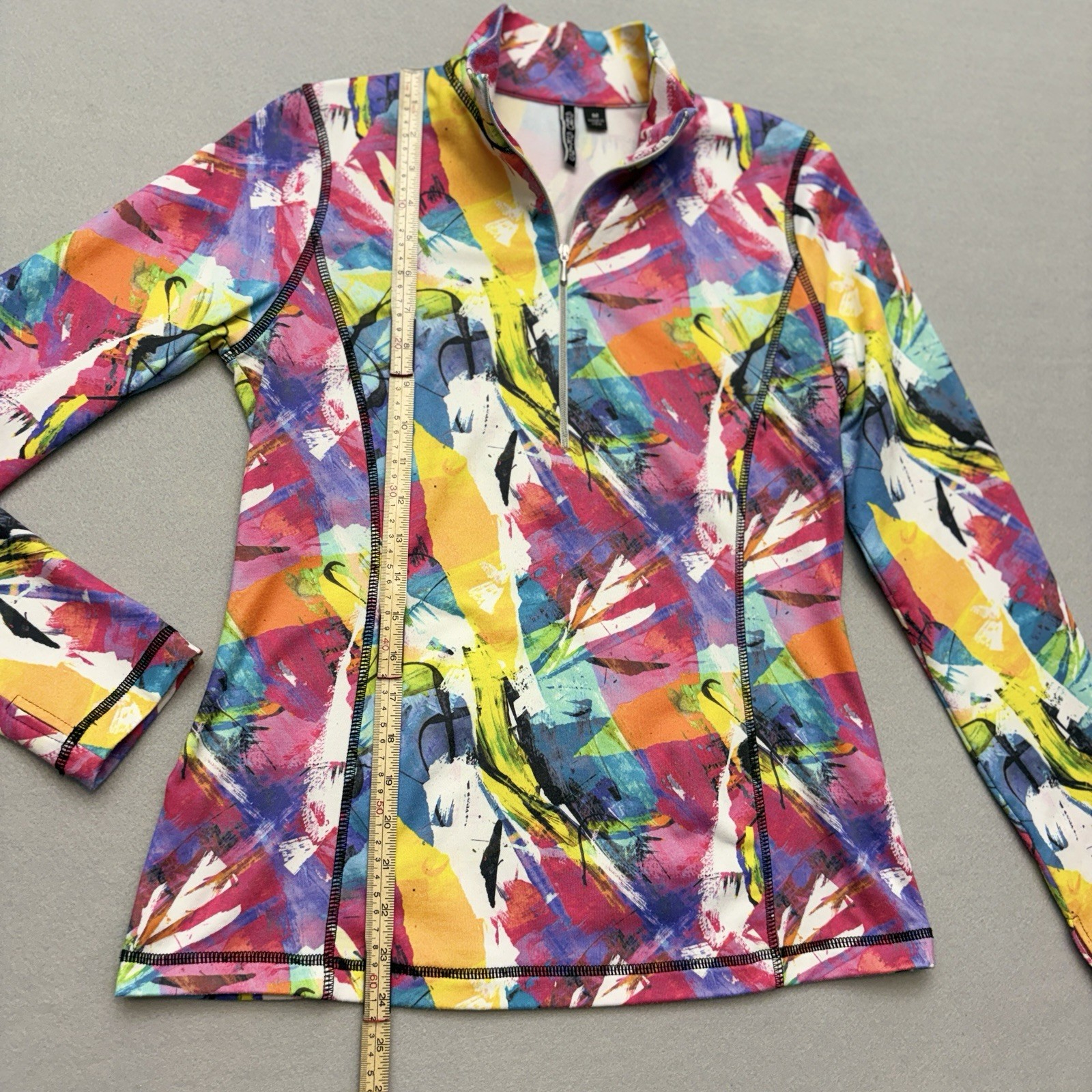 SNO SKINS 1/4 Zip Microfiber Pullover Top Paper Mache Pink Purple White Green M