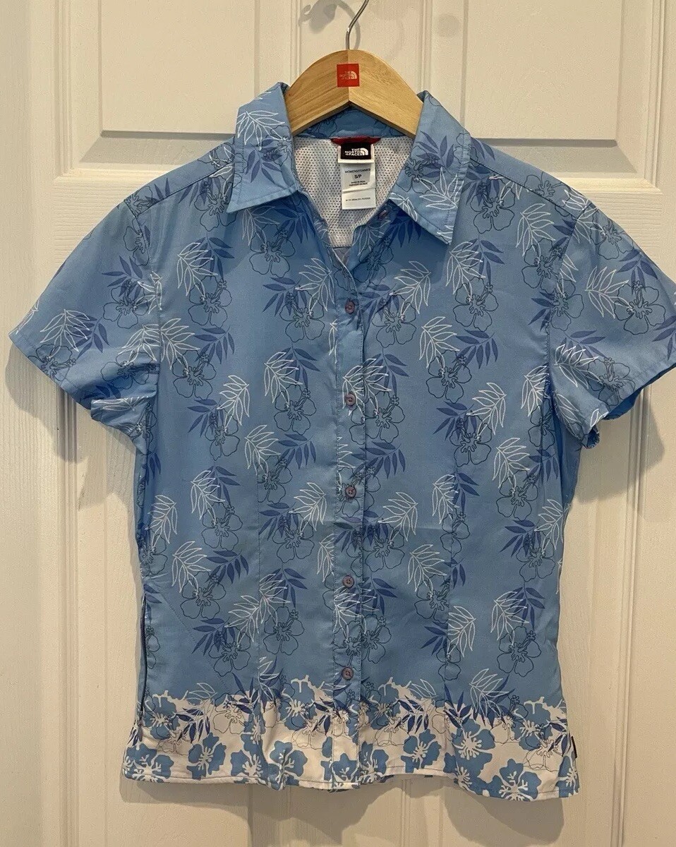 The North Face Button Up Camp Shirt Womens Small Outdoor Hiking Vented Floral