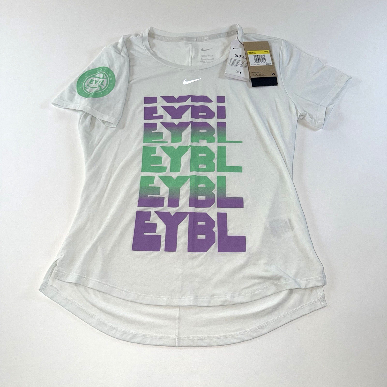 Nike EYBL Nationals 2023 Dri-Fit UPF 40+ Shirt Women’s Small White Purple Green