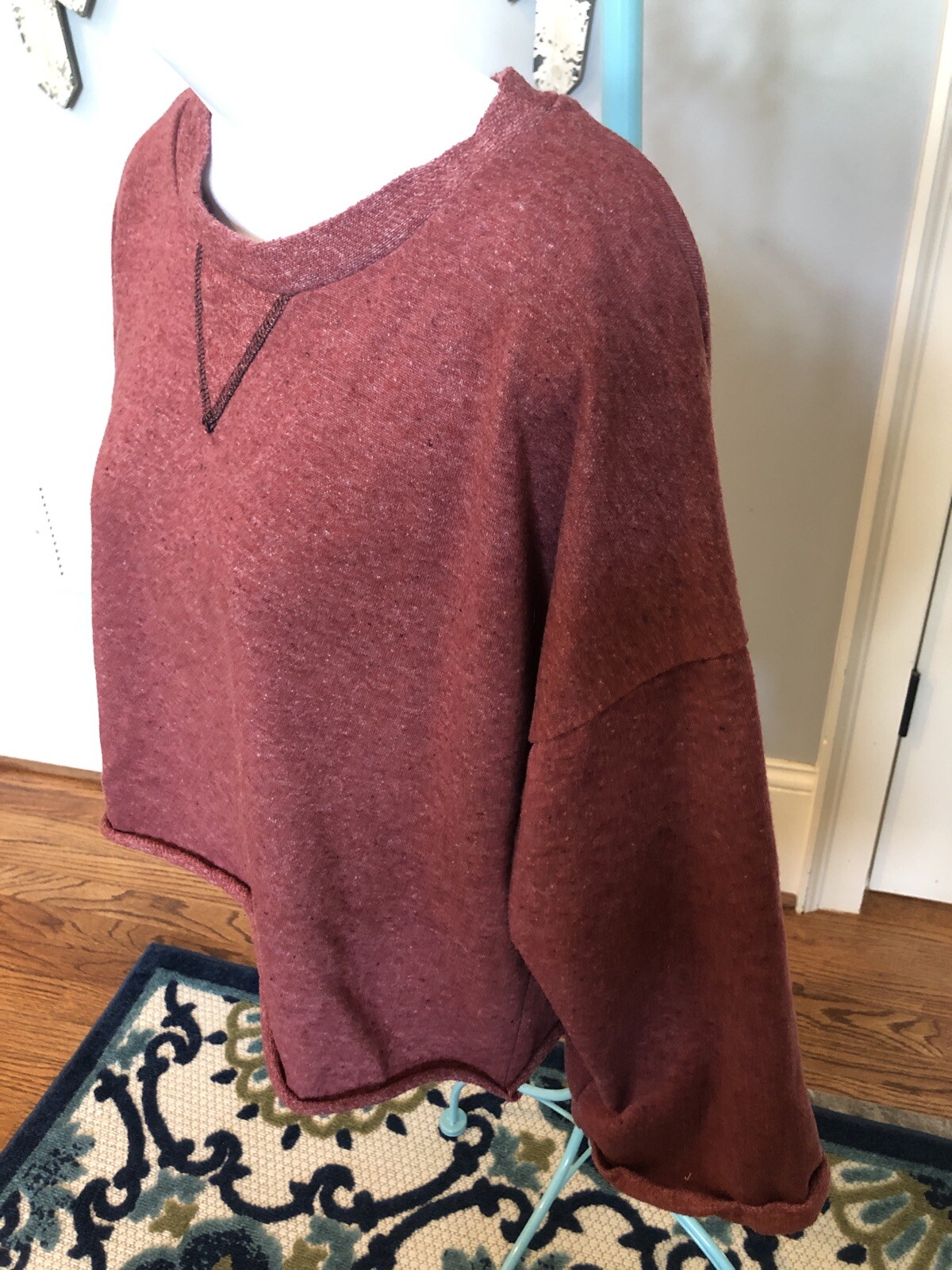 Heart Hips, Womans Large Cropped Purple Long Sleeved Sweat Shirt