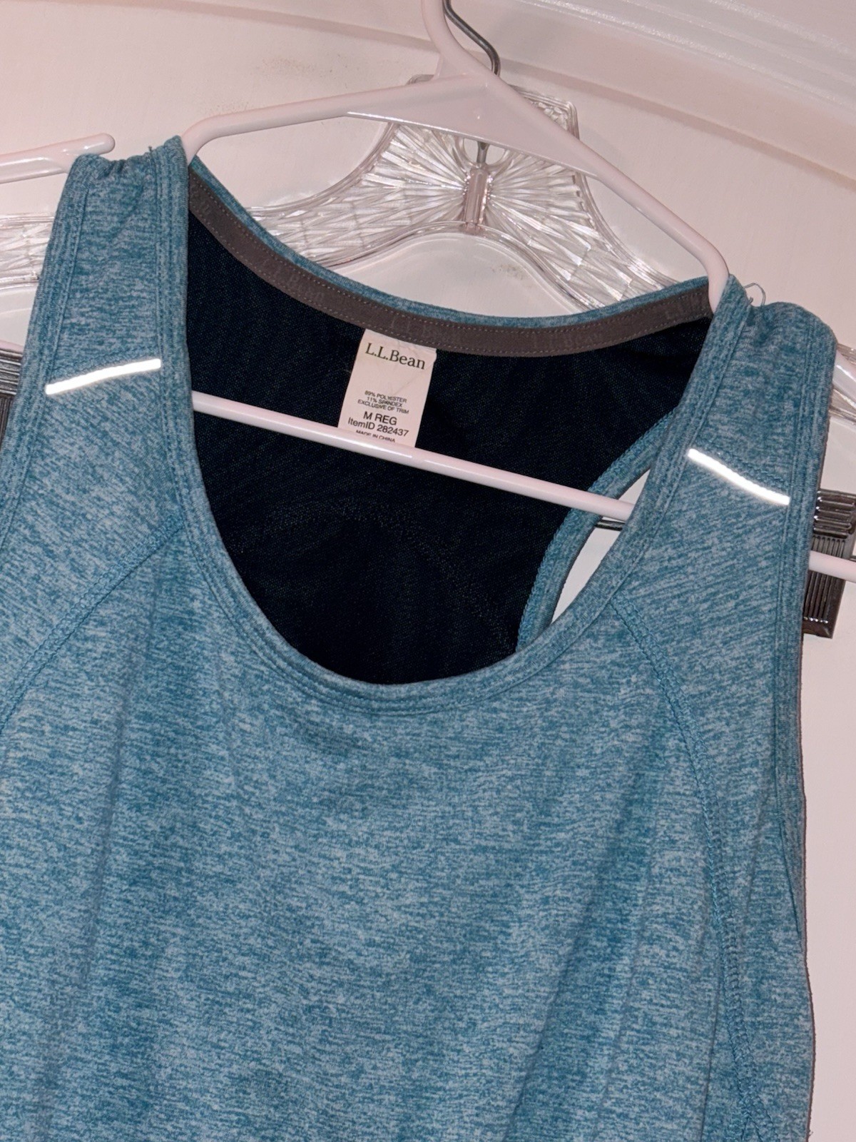 LL Bean Women’s MED Athletic Running Tank Top w/pocket (Turquoise) Fast Shipping